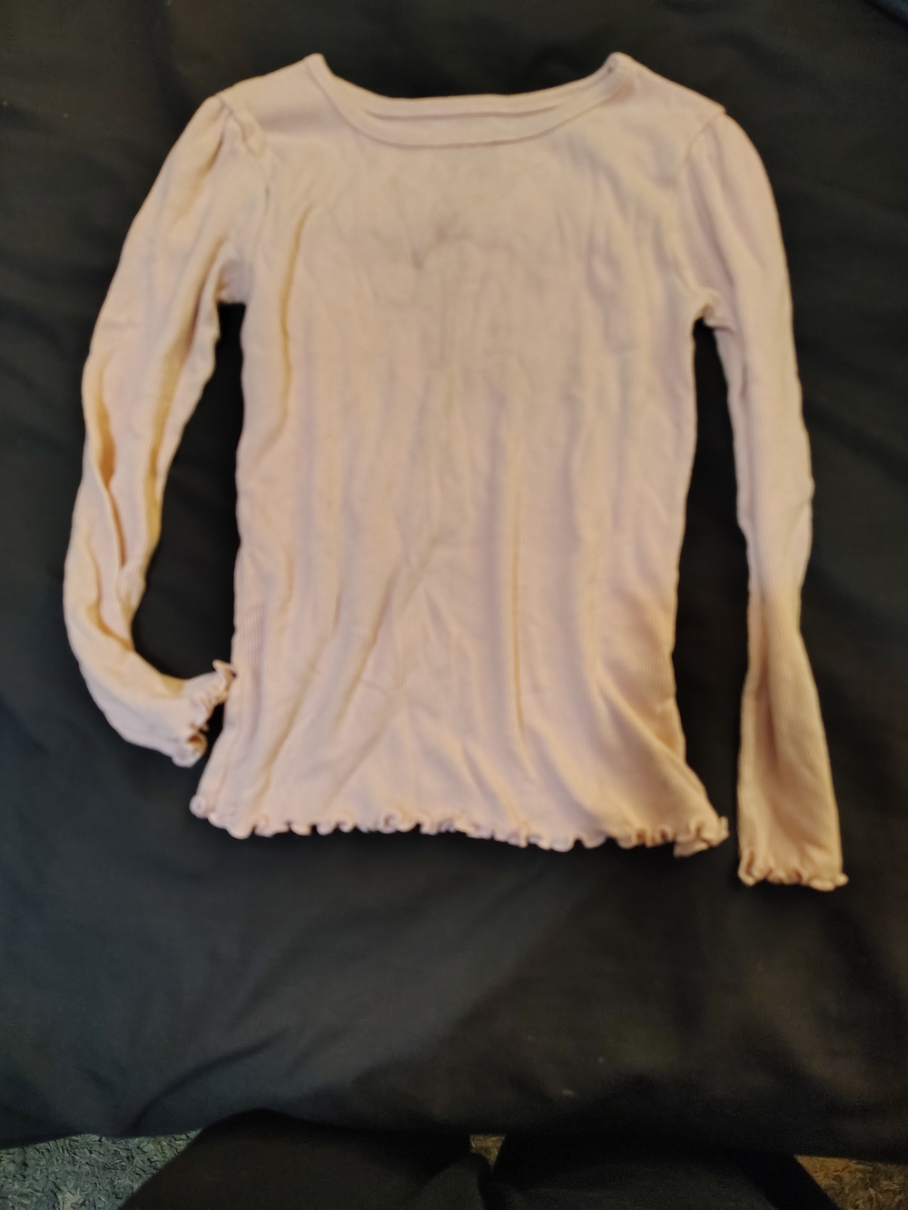 wonder nation Light Pink Long Sleeve Ruffle Hem Top